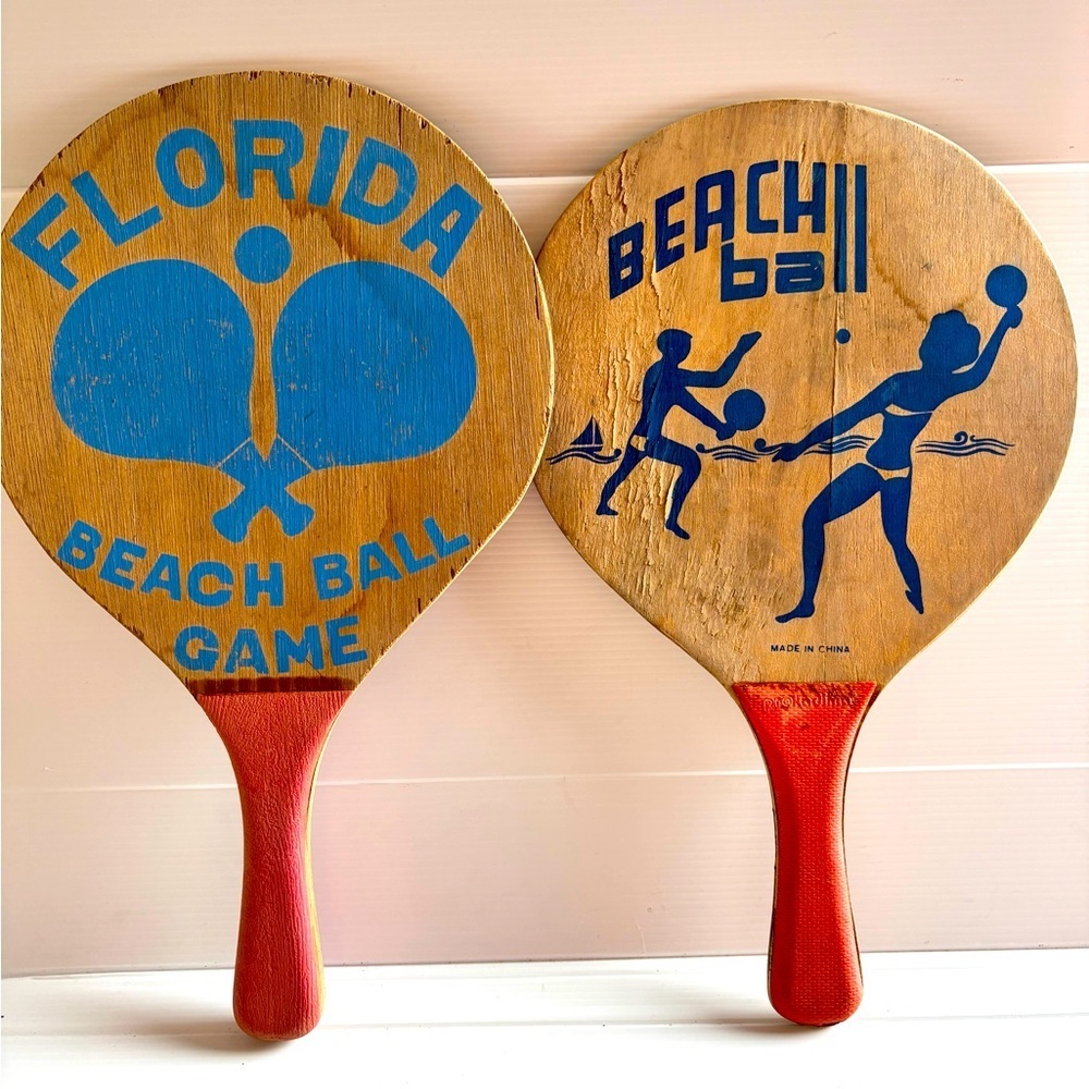 Vintage Florida Beach Ball Paddles